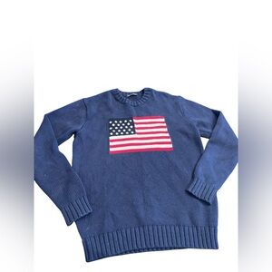 Brandy Melville Navy Sweater with Flag Design